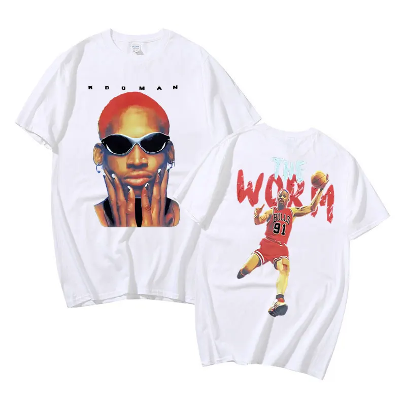 Vintage The Worm Dennis Rodman T Shirt Men Women Hip Hop Casual Oversized Tshirt Cotton Short Sleeve Boys Basketball T-shirts