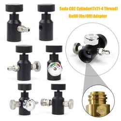 Soda Water Stream CO2 Tank Cylinder (Blue) Refill Adapter On/Off Aadaptor With Bleed Valve Gauge Quick Plug
