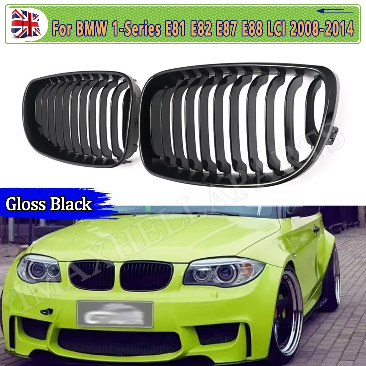 

Передняя гоночная решетка для BMW 1 SERIES E81 E82 E87 E88 120d 120i 135i 2008 2009 2010 2011 ПЕРЕДНИЕ KIDNEY GRILLES GLOSS BLACK