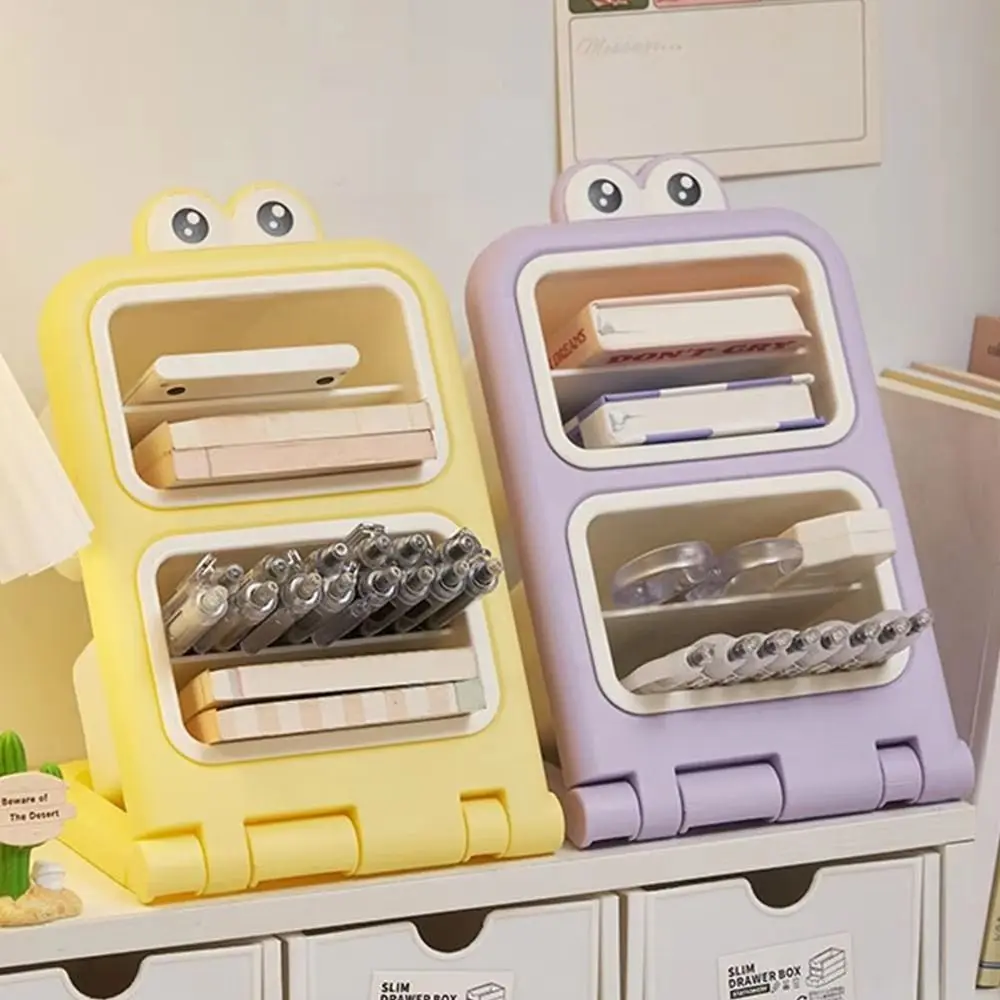 Removable Desktop Slanting Organizer Large Capacity Cartoon Slanted Pen Holder Sturdy Colorful Brush Storage Container