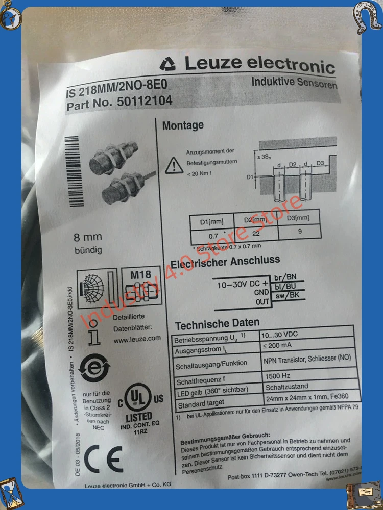 

IS 218MM/4NO-8N0 proximity switch new in box IS 218MM/2NO-8N0