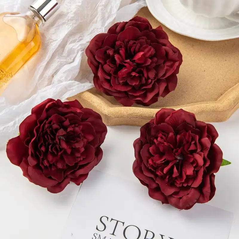 10PC Künstliche Blumen Wohnkultur Hochzeit Garten Rose Bogen Candy Box Kuchen Material Seide Dahlias Gefälschte Pfingstrose Weihnachten Girlande