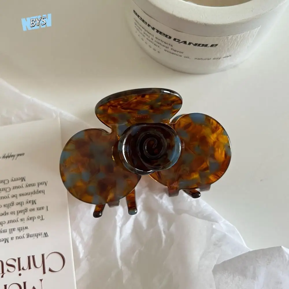 

Fashion French Style Flower Hair Claw Medium Size Barrette Acetic Acid Hair Clip Korean Style Colorful Shark Clip Girls