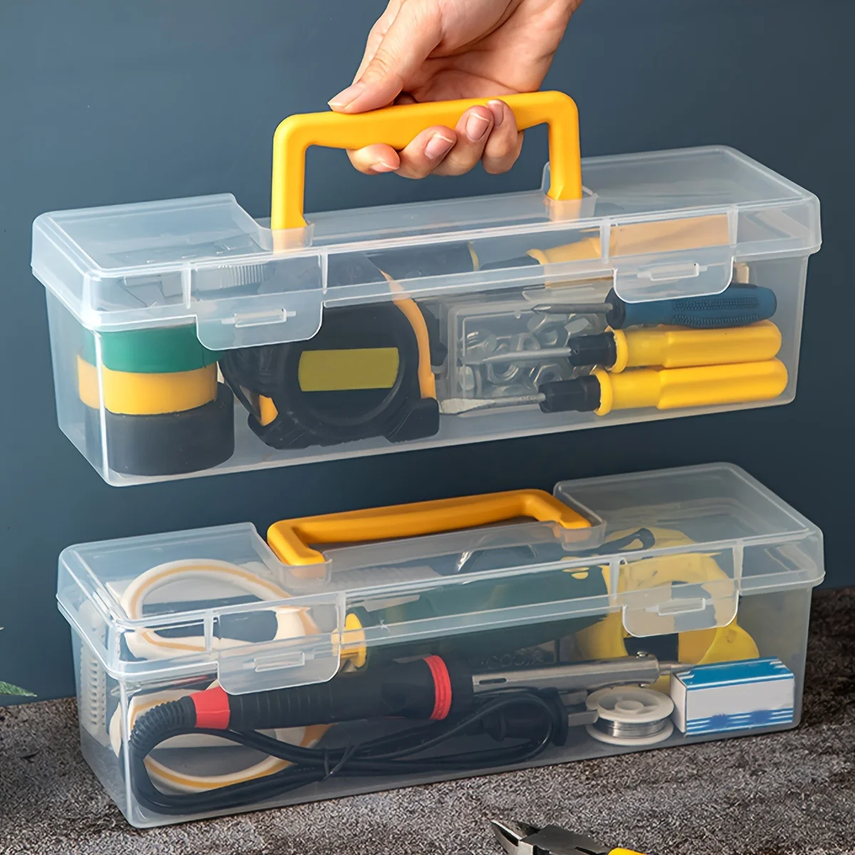 1PC Huishoudelijke Gereedschap Opbergdoos Organizer Multi Functionele Transparante Plastic Opbergdoos Met Handvat Accessoires En Onderdelendoos