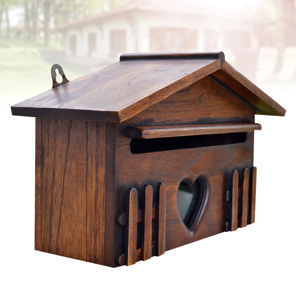 Wooden Mailbox Outdoor Waterproof Suggestion Box Letter Envelopes Post Box for Home School Office Company x x