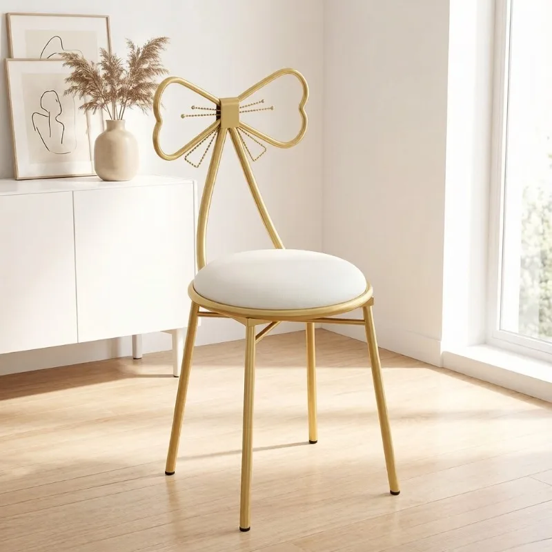 Elegant Butterfly Design Vanity Chair, Padded Backrest Nail Salon Stool, Compact  Makeup Chair for Girls Bedroom Beauty Corner