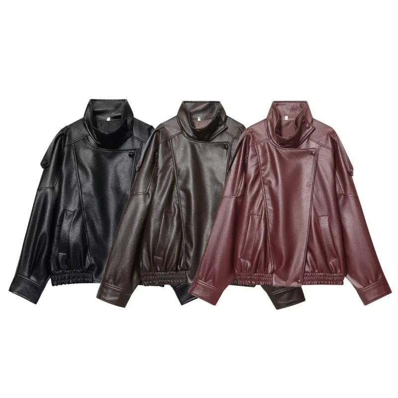 New Women's Clothing Fashion Versatile Faux Leather Jacket European American Style Versatile Fashionable Commuter Women's Wear