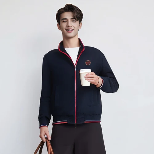 Imagen 2 del producto Nueva chaqueta para hombre, chaquetas de béisbol con diseño de cremallera, Tops informales con bolsillo, abrigos de moda para hombre, prendas de vestir, chaquetas holgadas de Otoño Invierno