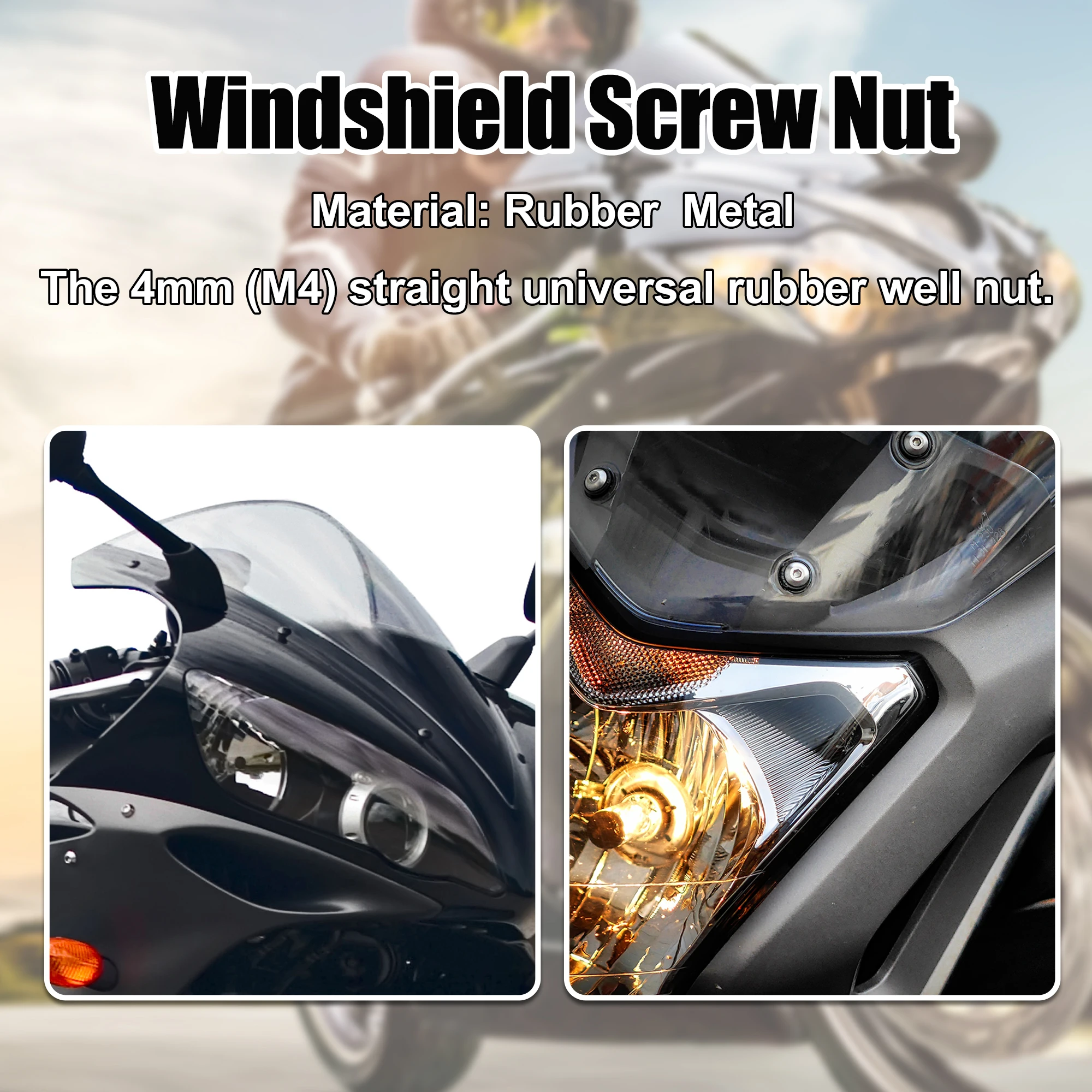 X Autohaux 10 stücke M4 Gerade Gut Muttern Motorrad Windschutz Windschutz Schrauben Gummi Schrauben Mutter Universal Verschluss