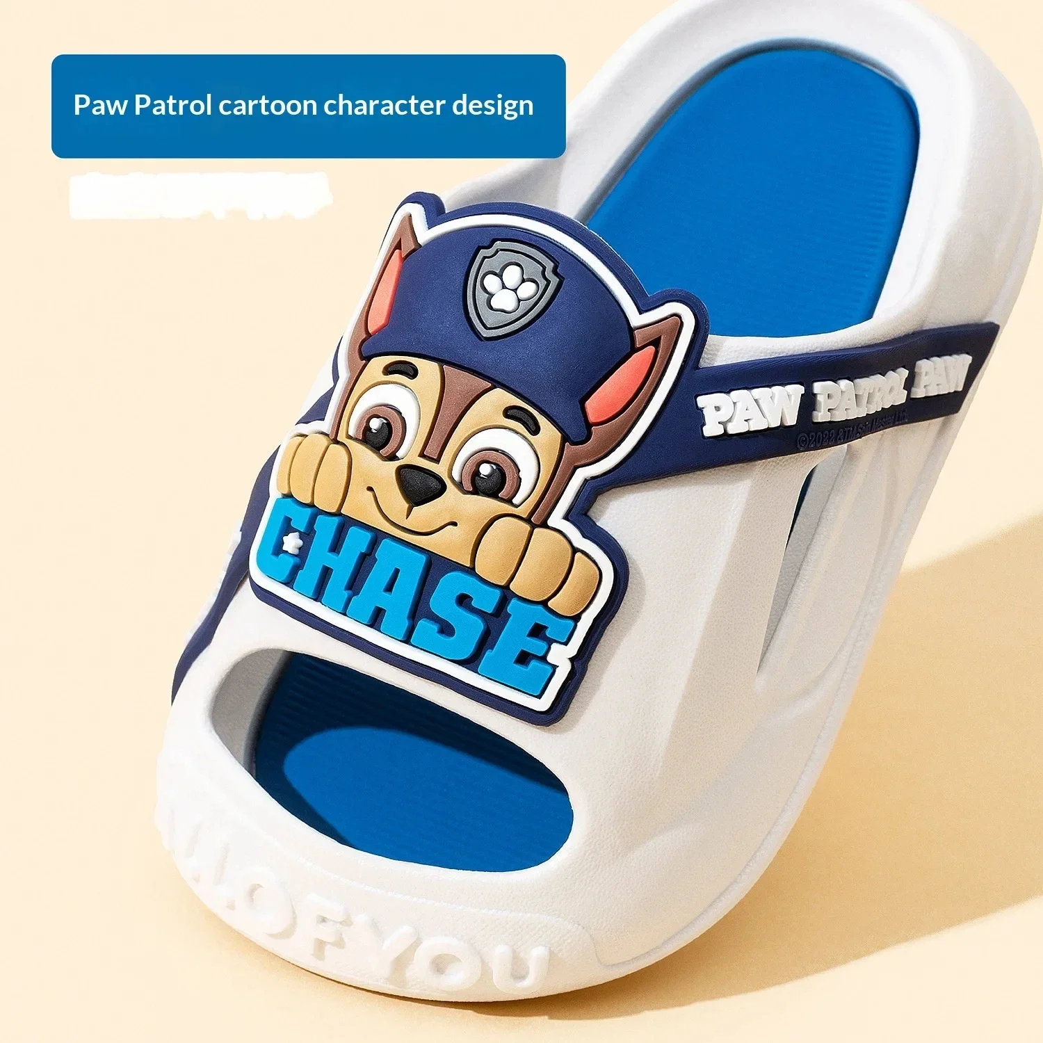 Paw Patrol Chase Kids Indoor/Outdoor Slippers Quick-dry Non-slip Sole Decor Stickers + Breathable Design | Comfortable Toddler