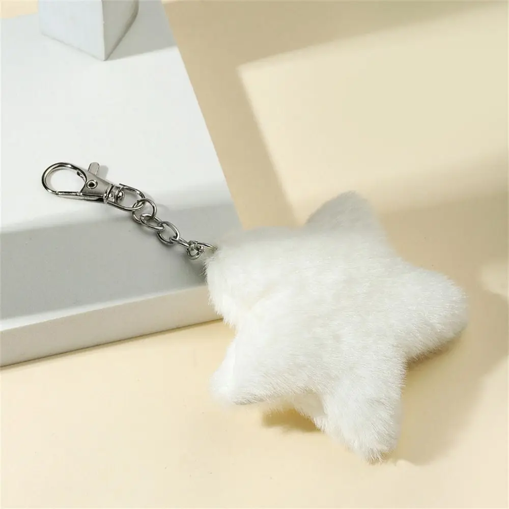 Ladies Girls Furry Star Star Pendant Five-pointed Pompom Pentagram Hairball Bag Pendant Fluffy Soft Star Key Chain Handbag