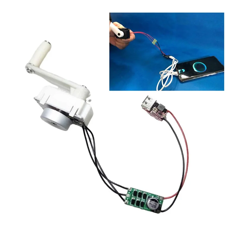 ABBY-Hand Crank Motor Gear Generator Kit Survival Power Bank شاحن USB للطوارئ 5V 5W #5