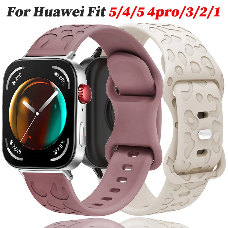 Für Huawei Watch Fit 5 5Pro Sport Silikon Graviertes Smartwatch-Zubehör Ersatz-Armband für Huawei Watch Fit 4 3 2 1
