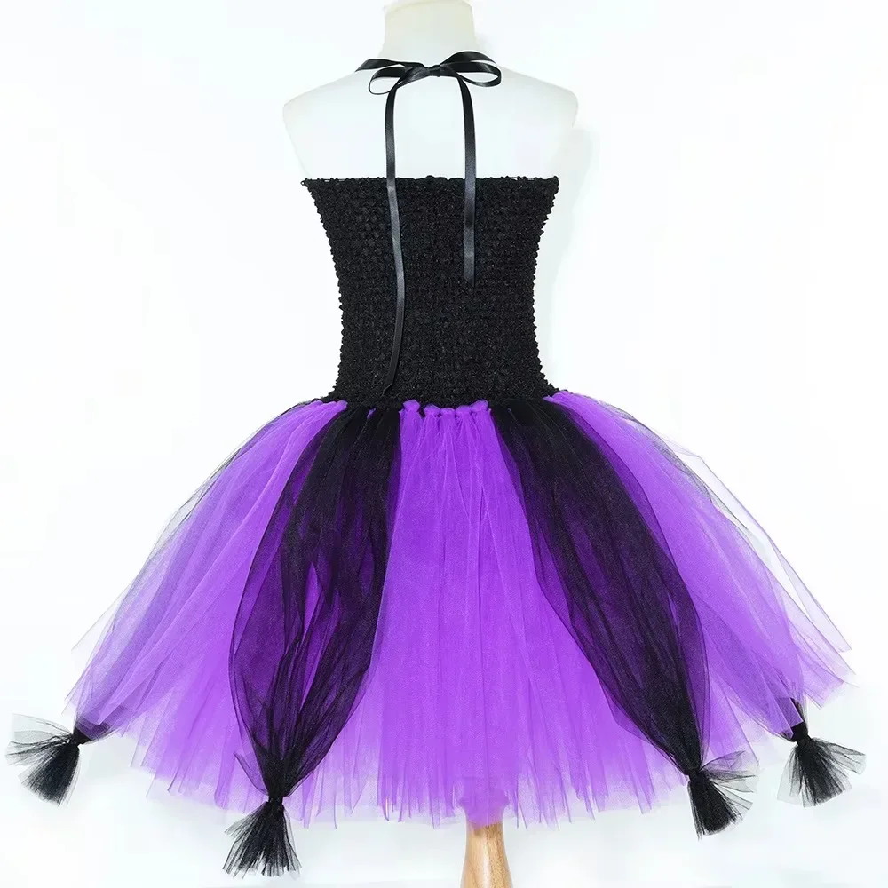 THEEPER Girls Halloween Costume with Accessories, Halloween Tutu Dress for Kids, Siren Witch Costume Tulle Princess Puffy Dress view 6