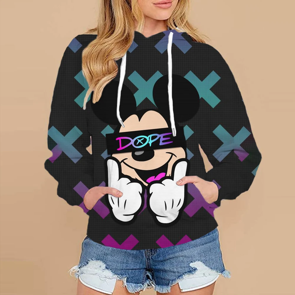 New Mickey Mouse Minnie Hoodie Dress Sweater Fashion Disney Dress Sweatshirt Dress 3d Allover Printing Women Hoodie