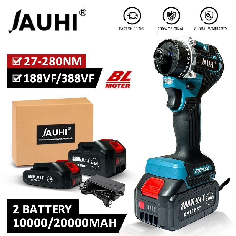 

JAUHI-2in1 18V Brushless Electric Screwdriver Multifunctional Repairing Tool Kit Cordless Screwdriver Drills For Makita Battery