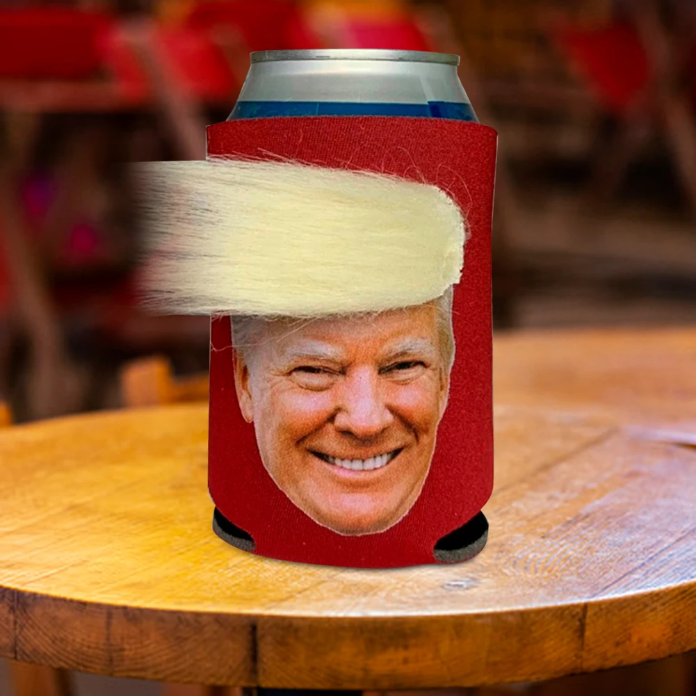 Trump Funny Hair Drink Insulated Sleeves Non-Slip Beer Beverage Holder Reusable Can Sleeves for Cans Bottles Pint Glasses Coffee