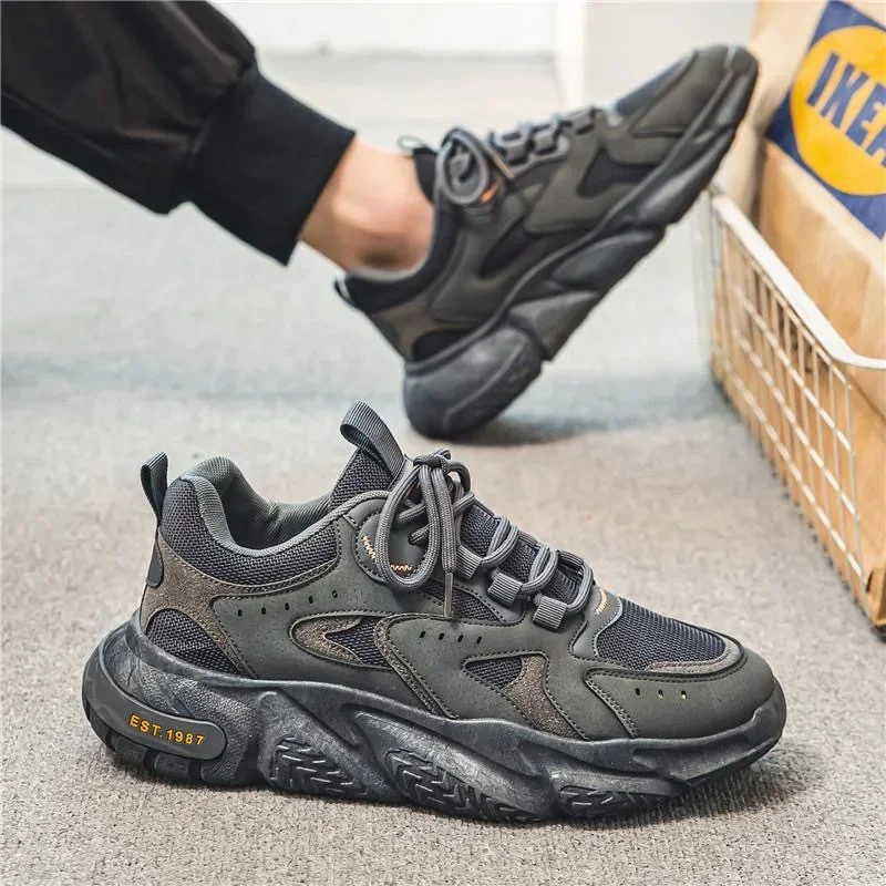 Men Trendy Versatile Thick Soled Sports Casual Shoes Running Dad Trendy Spring New Breathable Mesh
