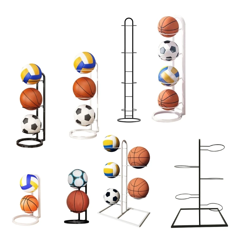 Rolling Ball Storage Rack Multilayer Ball Display Rack Metal Vertical Ball Stand for Basketball Football Volleyball