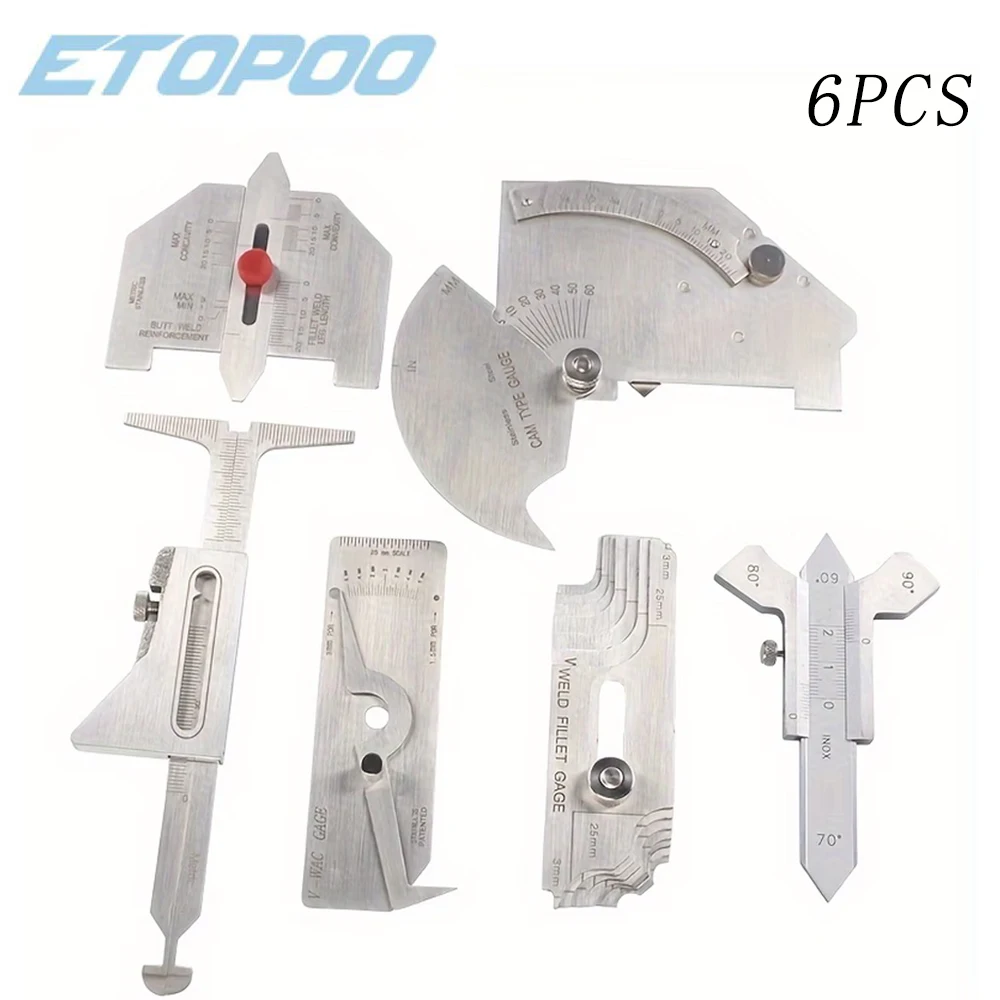 ETOPOO 6Pcs Fillet Weld Set Fillet Welding Inspection Set Fillet Include Hi Lo Angle Measuring Tool