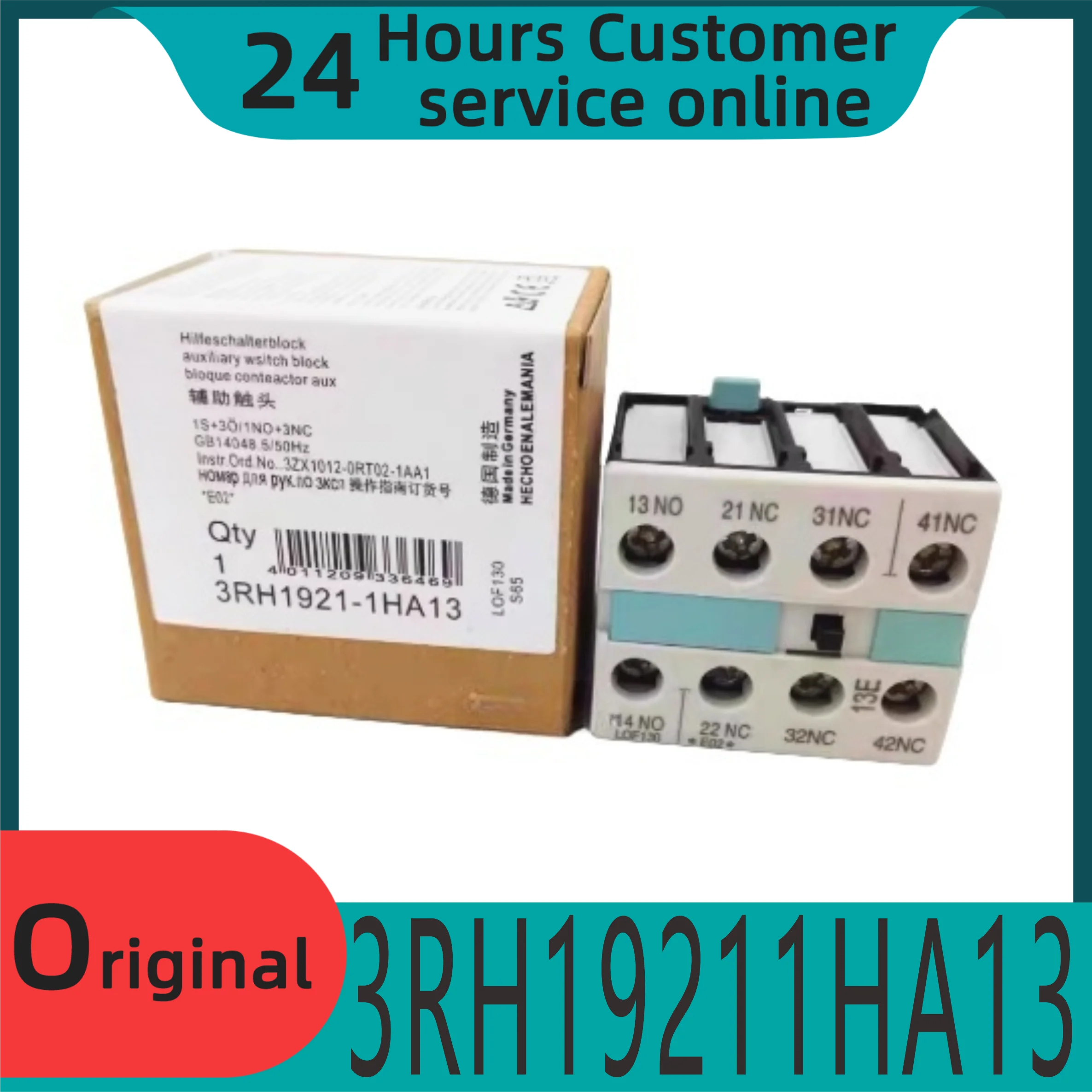 

New original auxiliary contact 3RH19211HA13, one open and three close