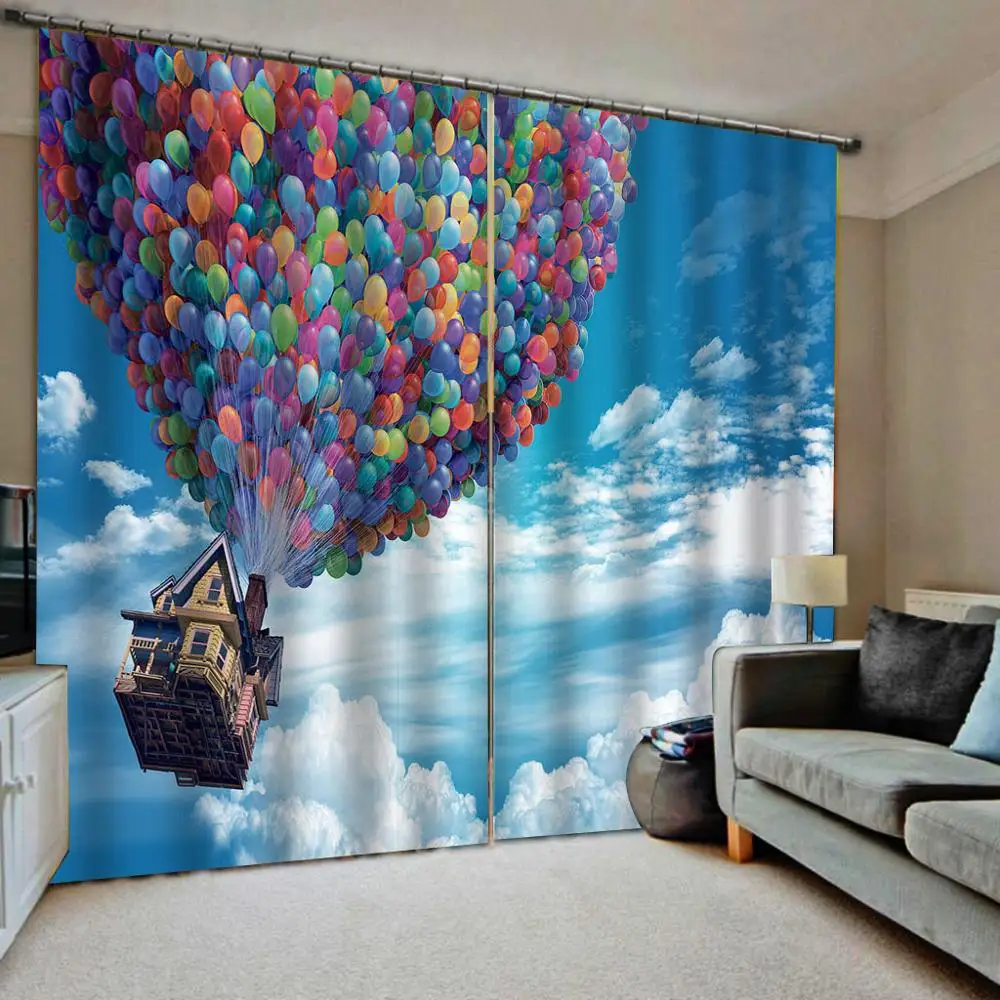 Blue curtains Balloon 3D Curtain Luxury Blackout Window Curtain Living Room Blackout curtain