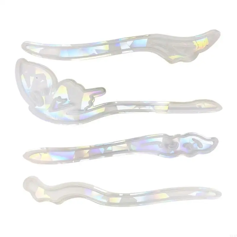 91AF Holographical Silicone Mold Vintage Hairpin Crystal Epoxy Resin Molds Hair Clip Jewelry Headdress Silicone Mold