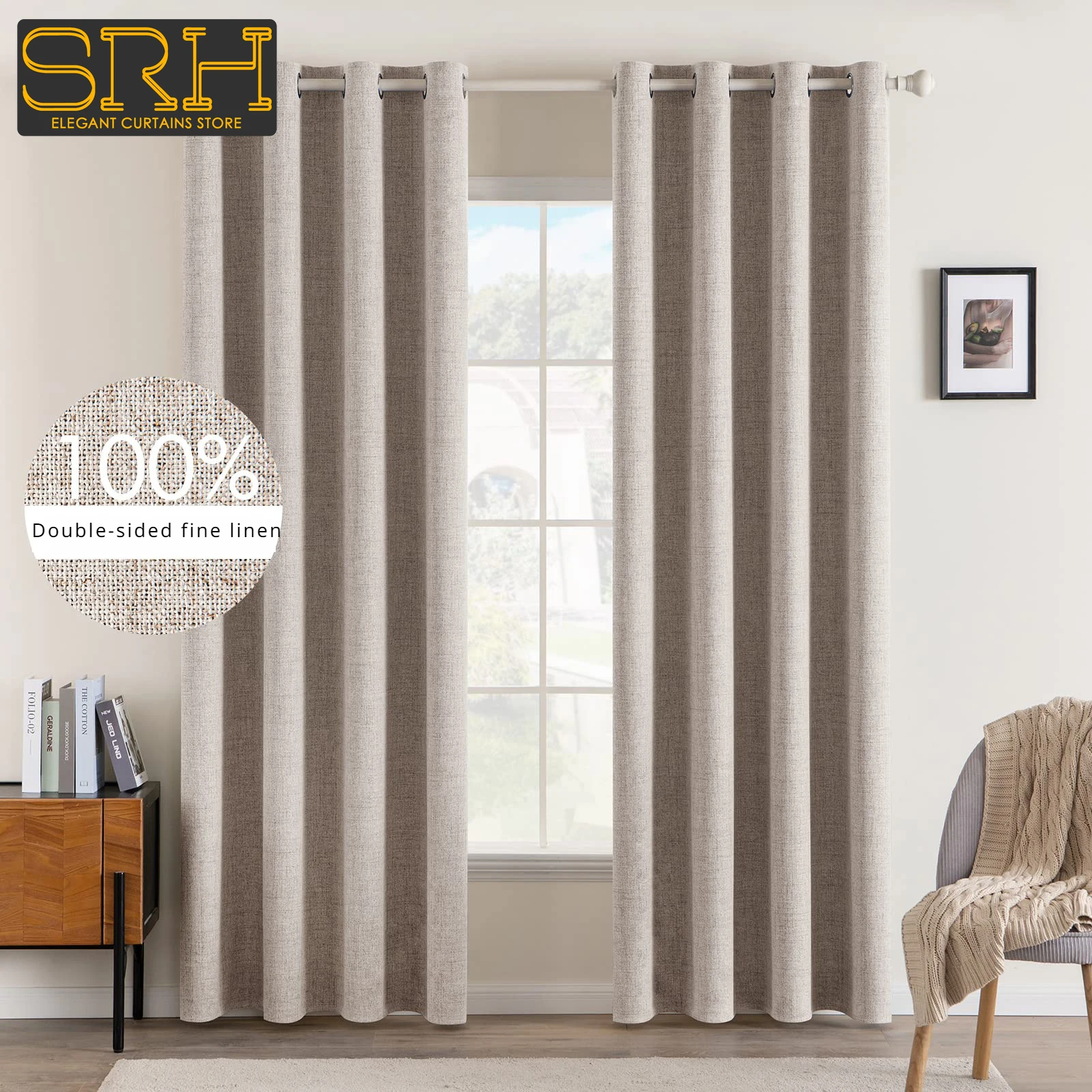 

Simple Modern Fully Blackout Imitation Linen Curtains for Bedroom Living Room Hotel Heat Insulation Solid Color Cloth New Custom