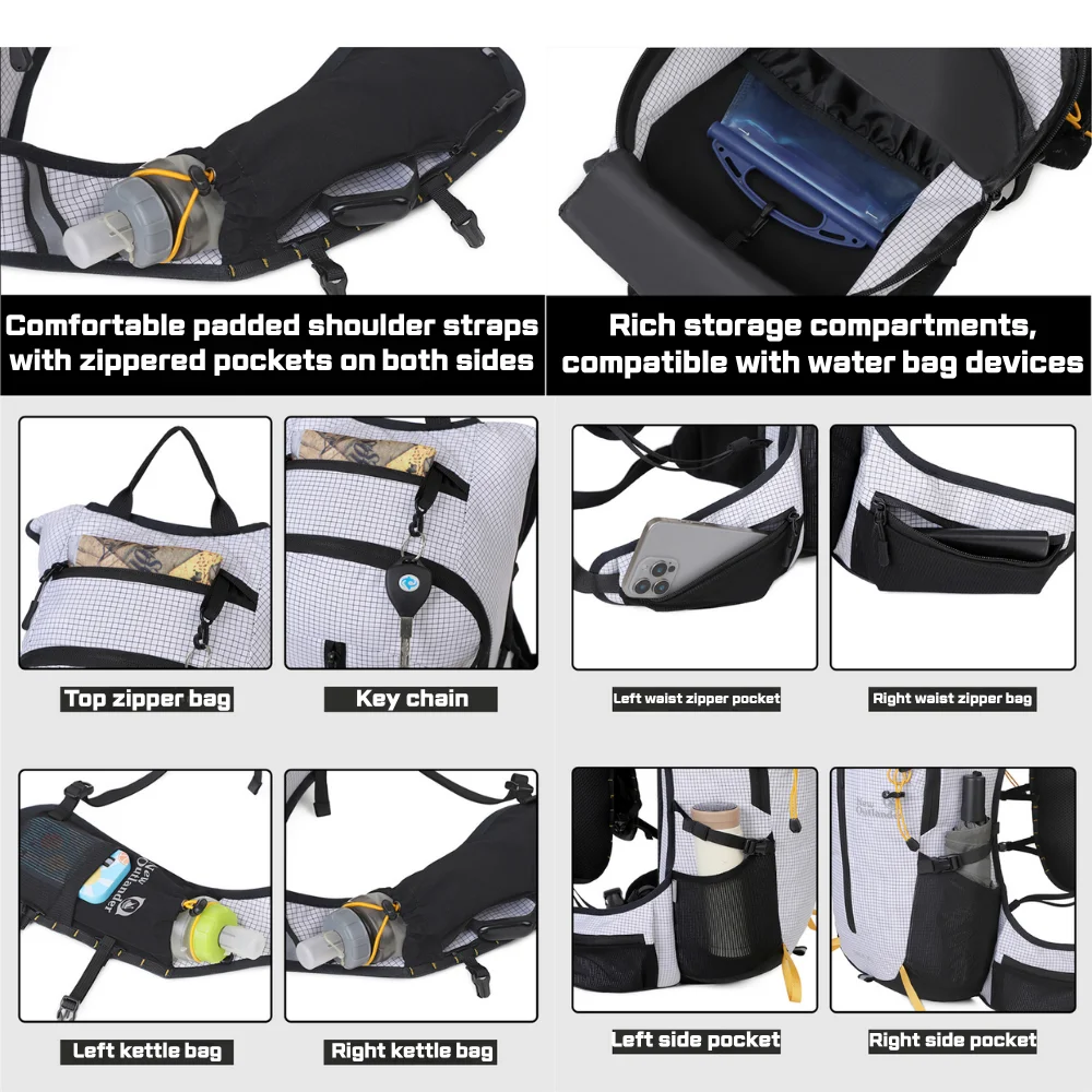 WESTTUNE 20L Fahrradrucksack, leichter, wasserdichter Trinkrucksack, atmungsaktive Outdoor-Sporttasche für Klettern, Reisen, Wandern – Detail 4