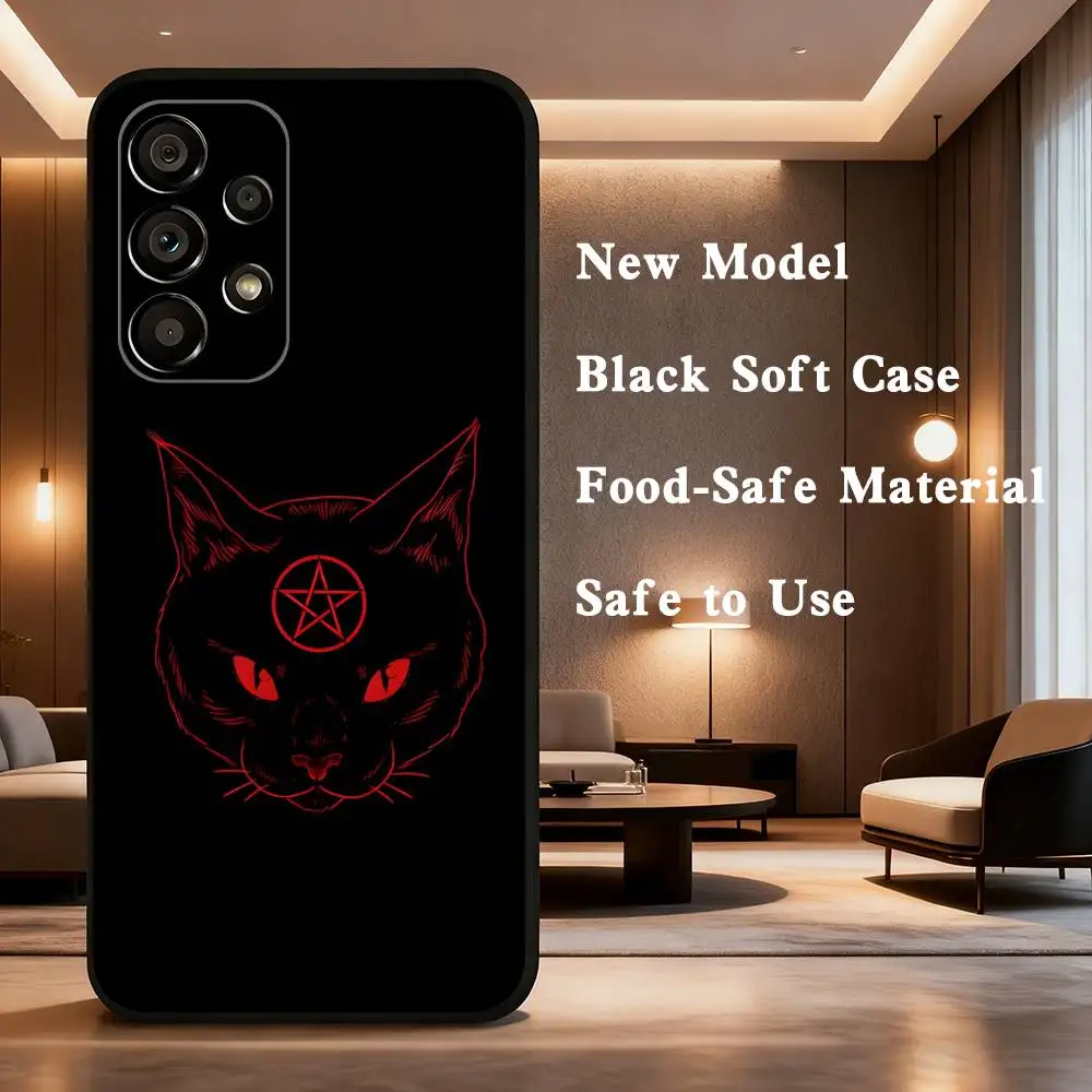Custodia per telefono satanico demoniaco Pentagram 666 per Samsung Galaxy A73,31,32,72,41,53,52,71,22,5G,Nota,J7,8,9 Cover morbida nera