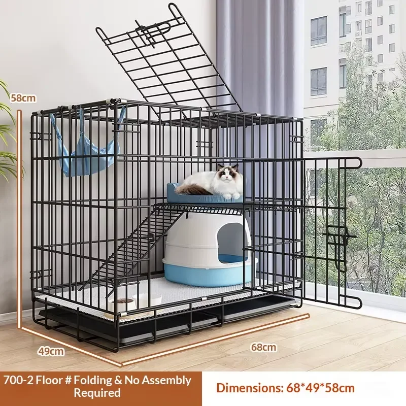 for Large Cat Stainless Steel Cage Metal Kennel Folding Pet Cage for Chinchilla view 4