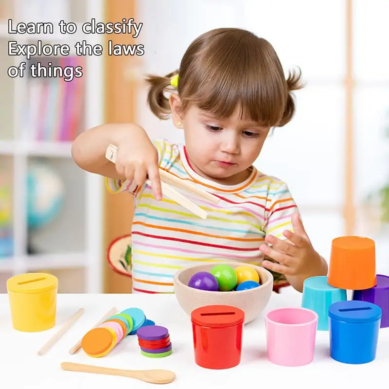 Toddler Color Learning Portable 8 Color Shape Matching Game Learning And Educational Toys Fine Motor Skills Toys Ball Game For