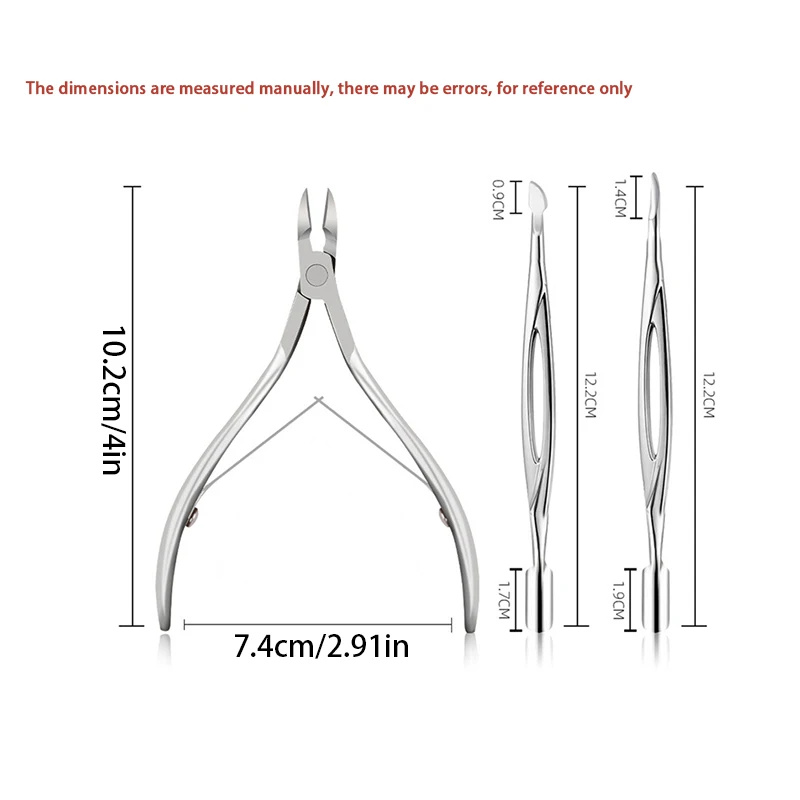 3Pcs Set Skin Remover Cuticle Scissors Extra Fine Curved Manicure Nippers Cuticle Clipper Nail Push Toenail Nippers