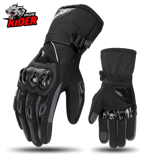 Imagen 1 del producto Guantes de invierno para motocicleta, Unisex, para clima frío, resistentes al viento, impermeables, para Motocross, forro con pantalla táctil, protección antiarañazos