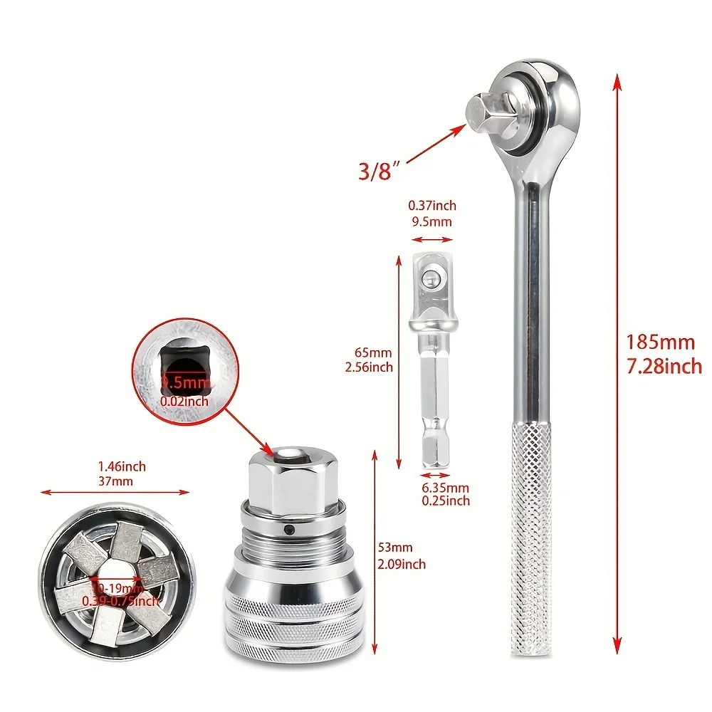 Universal Sleeve 3/8 Inch 10-19mm Adjustable Universal Socket Wrench Grip Adapter Hex Head Nuts And Bolts Driver Tool