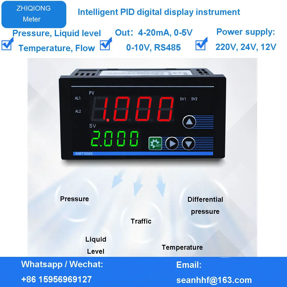 Universal input intelligent PID pressure temperature flow display controller can be connected with various transmitters