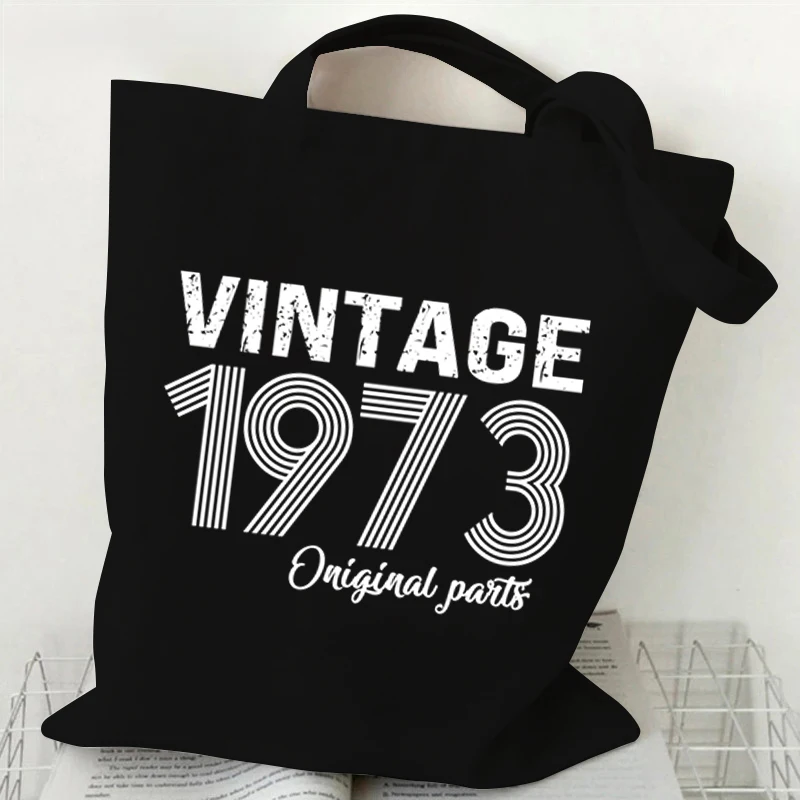 Vintage 1974 Pattern Tote Bag for Women 1970~1979 Women\'s Canvas Bag Reusable Crossbody Bags Reusable Foldable Storage Tote Bag