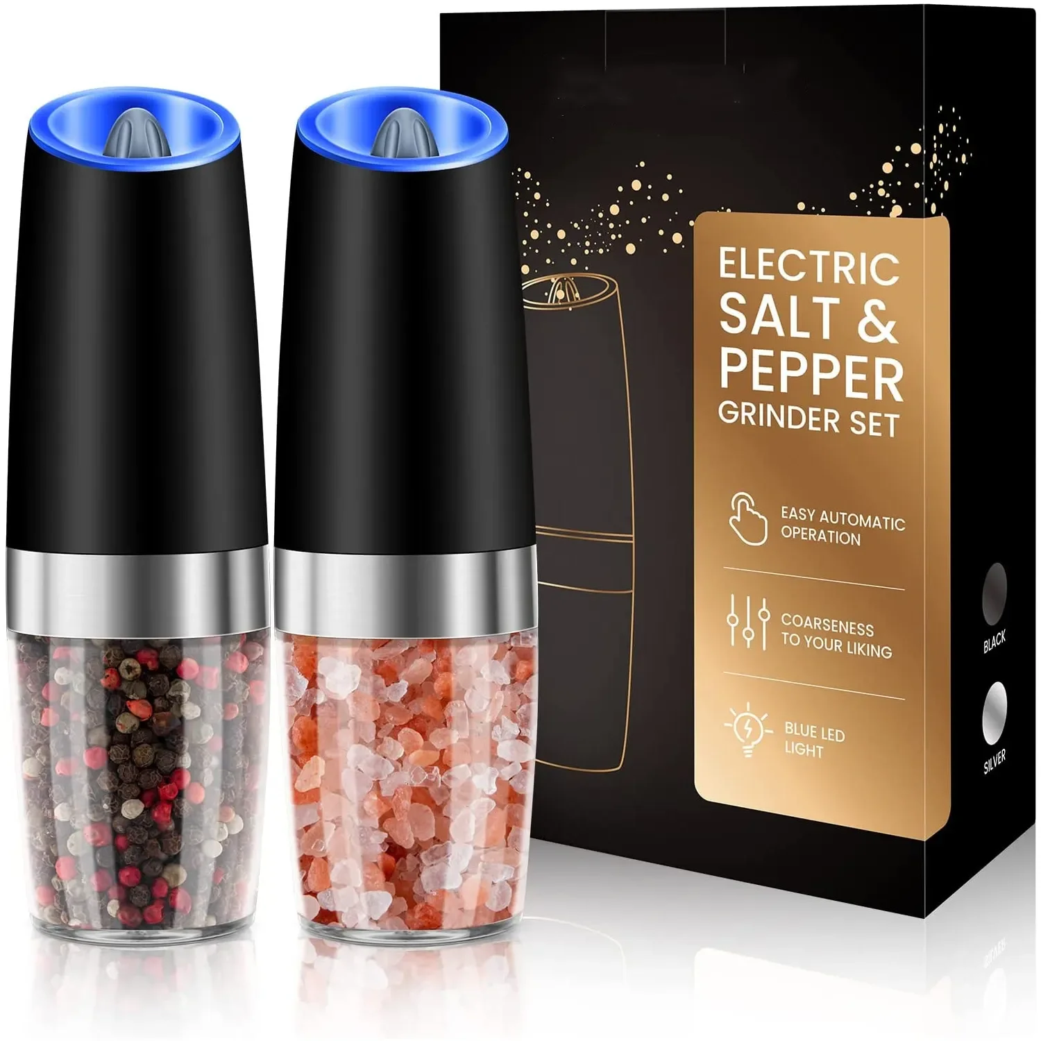 Electric Salt and Pepper Grinder,Automatic Gravity Spice Mill,Cumin Grinder,Pulverizer Kitchen Gadgets for Cooking Seasoning