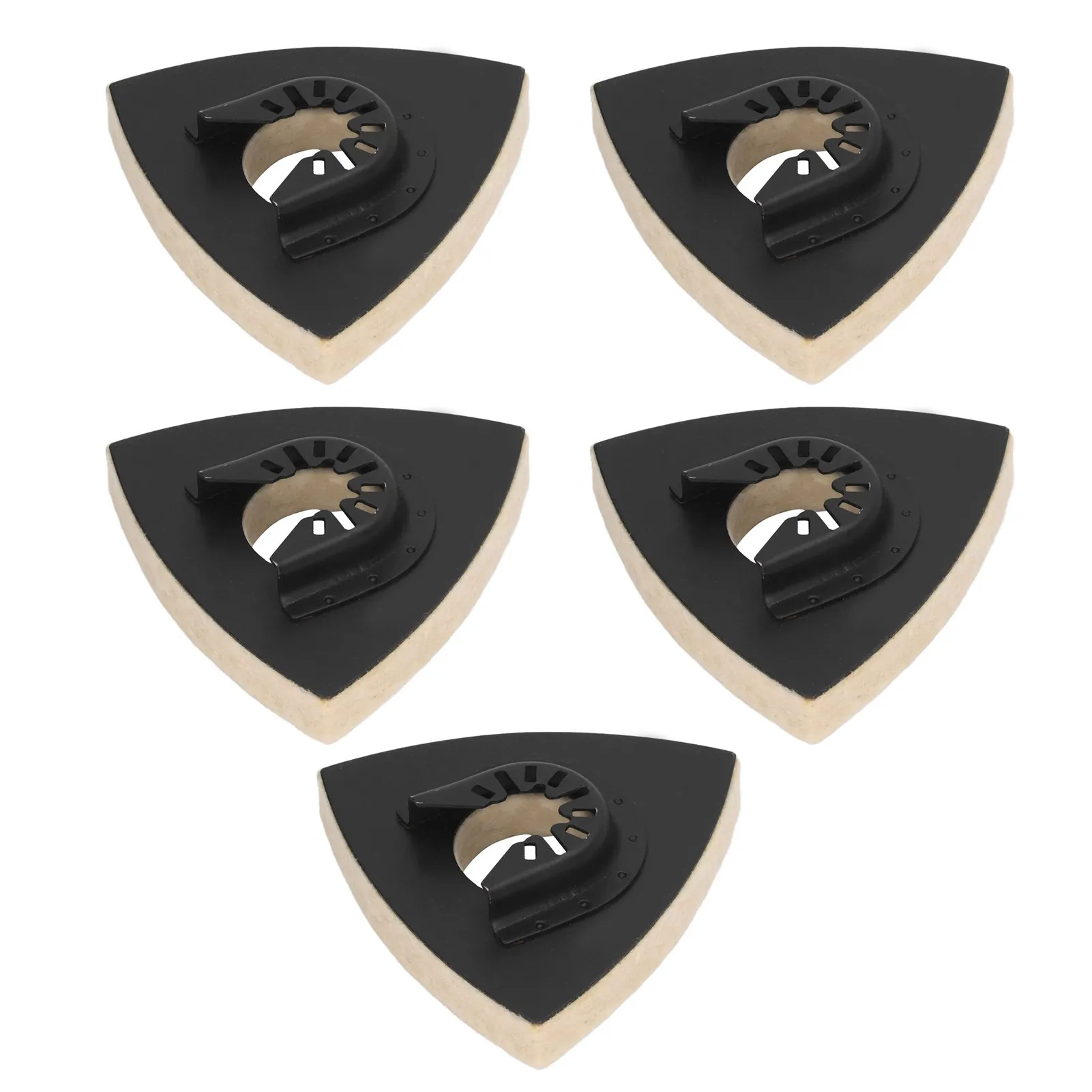 5PCS Wool Polishing Pad with Alloy Steel Base Triangular Felt Buffing Pad for Oscillating Tool