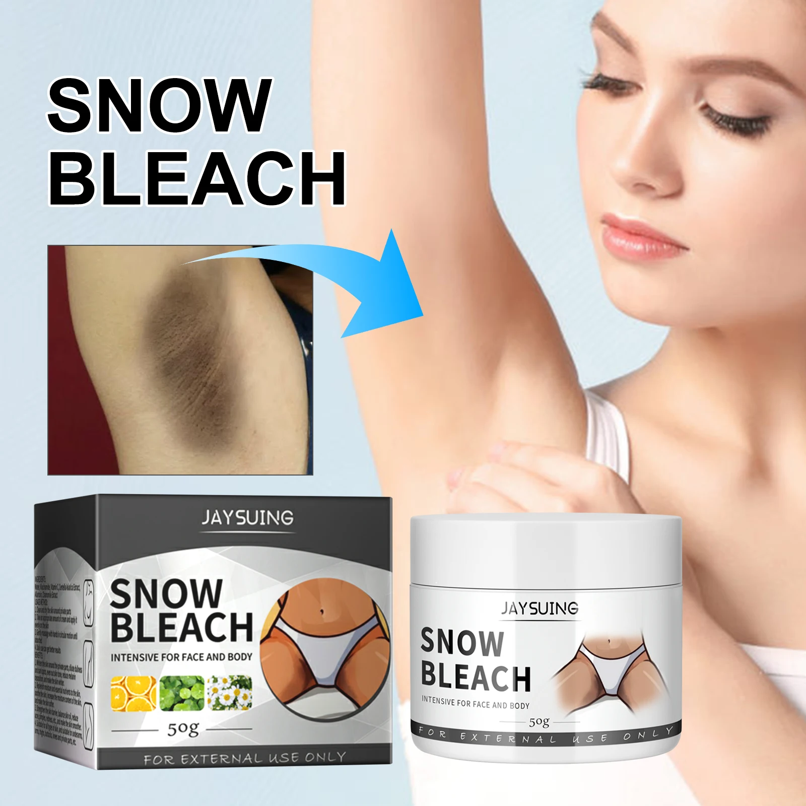 Body Brightening Cream Underarm Thigh Joint Elbow Bleaching Lighten Dark Spots Dullness Moisturizing Lighten Lotion Snow Bleach