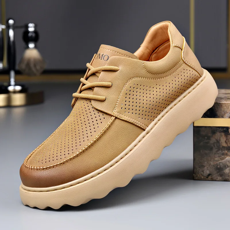 

High Quality Cow Leather Shoes for Men Luxury Designer Shoes Male Breathable Platform Sneakers Loafers Men Zapatillas De Deporte