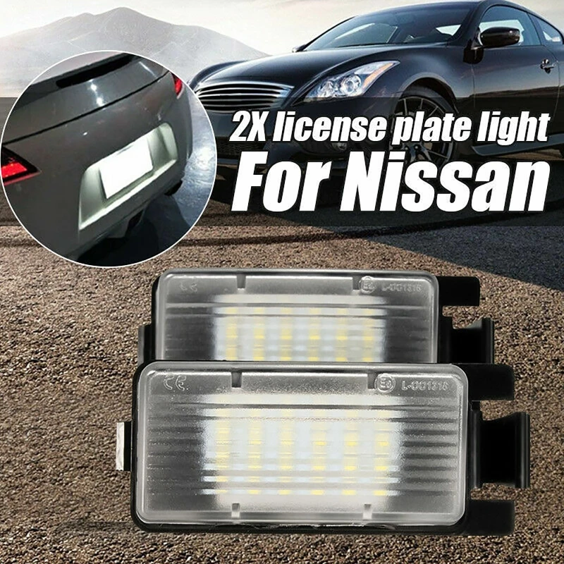 2Pcs LED License Plate Light For 350Z 370Z GT-R Versa Cube Leaf & Infiniti G25 G35 G37 Q40 Q60 Tag Lamp Assembly