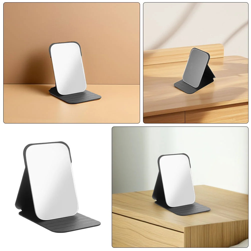 2 pçs dobrável espelho de vaidade dormitório preto plutônio retangular maquiagem estudante