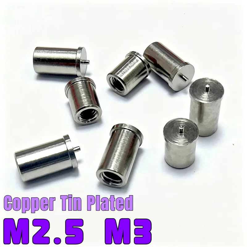 M2.5 M3 Copper Tin Plated Welding Studs Standoff Screws Solder Joint Column Weld Threaded Thread Connector Stud Screw