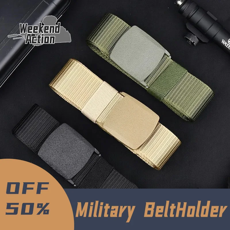 Military Belt Release Magnetic Waistband Automatic Buckle Multi Function Canvas Waist Pack Strap Hunting Outdoor Sport Camping