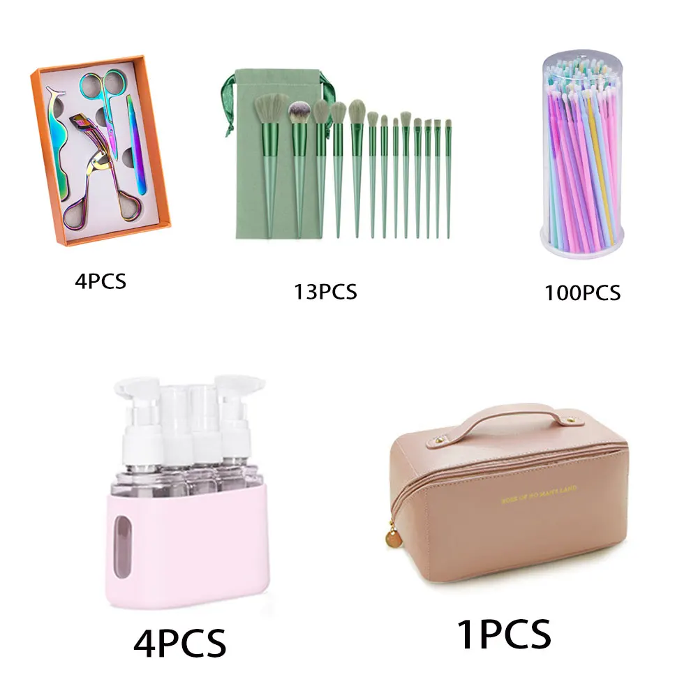 

Portable Travel Set False Eyelashes Clip Makeup Brush Makeup Brush Spray Bottle Makeup Bag Makeup Tool Set Travel Bottle