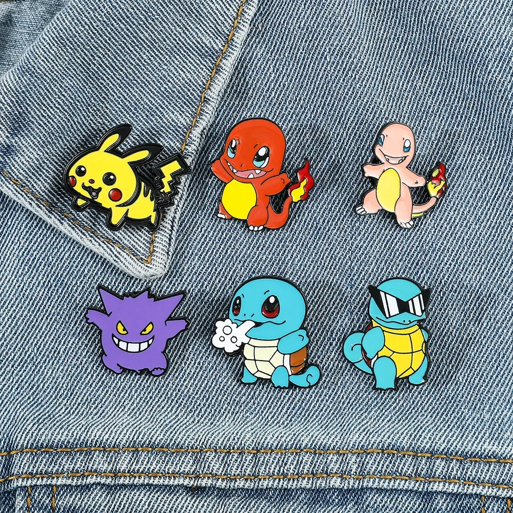 1 set Anime Pokemon Enamel Pin Cartoon Pikachu Gengar Cubone Metal Brooches Handmade Jewelry Shirt Bag Badge Fashion Jewelrys