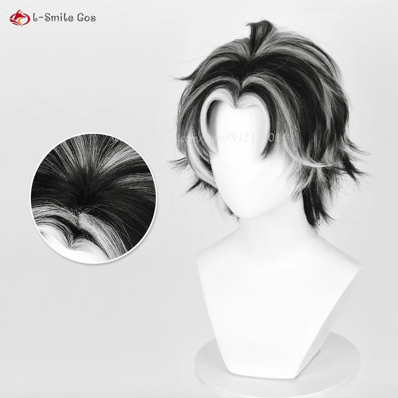 2 Styles Anime Kotaro Bokuto Cosplay Wig Silver White Black 30cm Short Wig Heat Resistant Synthetic Hair Halloween Party Wigs