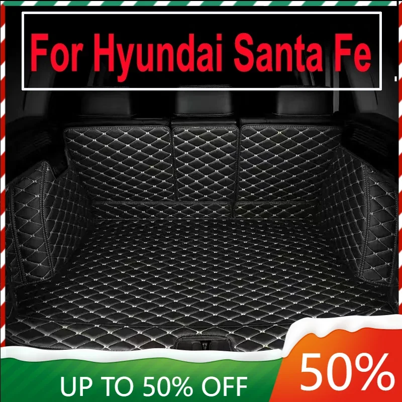 Car Rear Trunk Mats For Hyundai Santa Fe TM 2019 2020 2021 2022 2023 5seat Luxury Car Matts Interior LWB Version Car Accessories