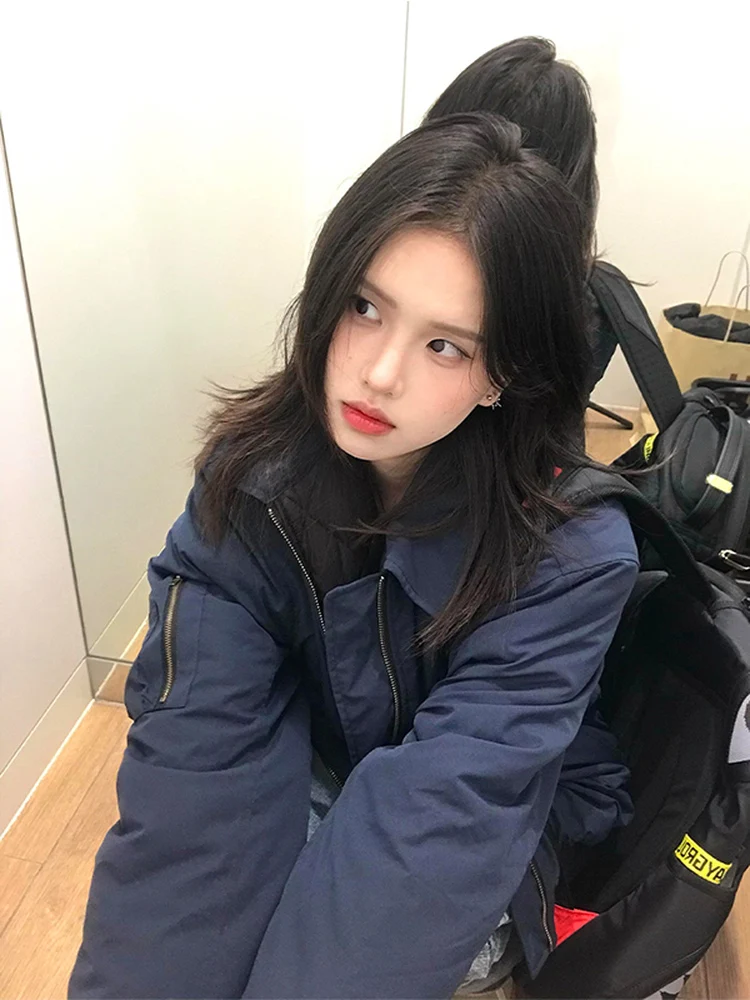 

American Sle Bomber Flight Jaet Cotton Workwear ort Casual ex Winter Thiened Warm Polyester Fiber Zipper Closure